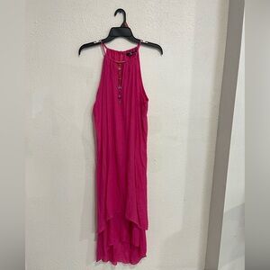 Mlle Gabrielle Hot Pink High-Low Halter Maxi Dress
